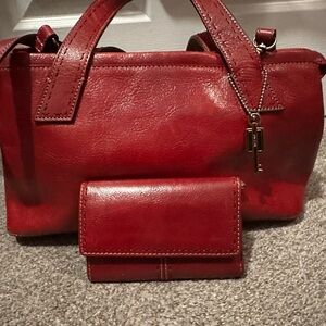 Lucky red leather purse and wallet